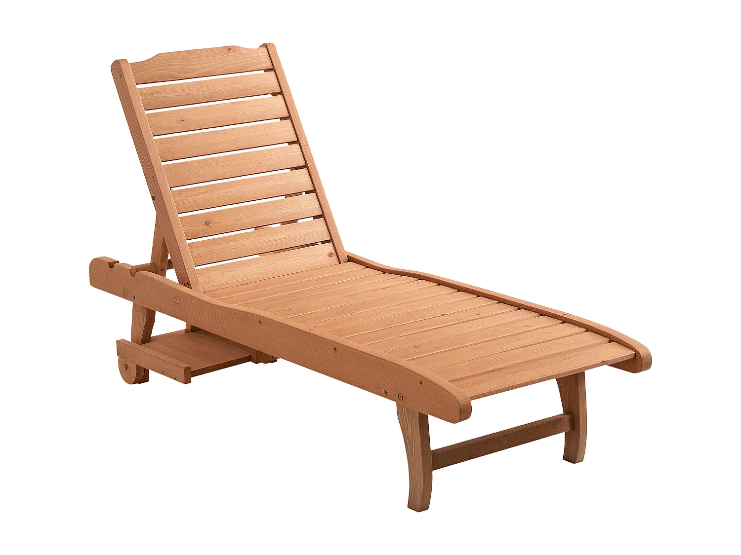 Bain de soleil transat style colonial dossier réglable 3 positions roulettes tablette support bois sapin pré-huilé