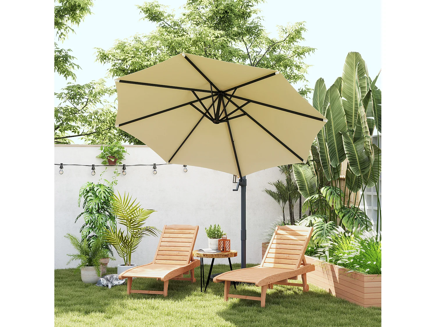 Bain de soleil transat style colonial dossier réglable 3 positions roulettes tablette support bois sapin pré-huilé