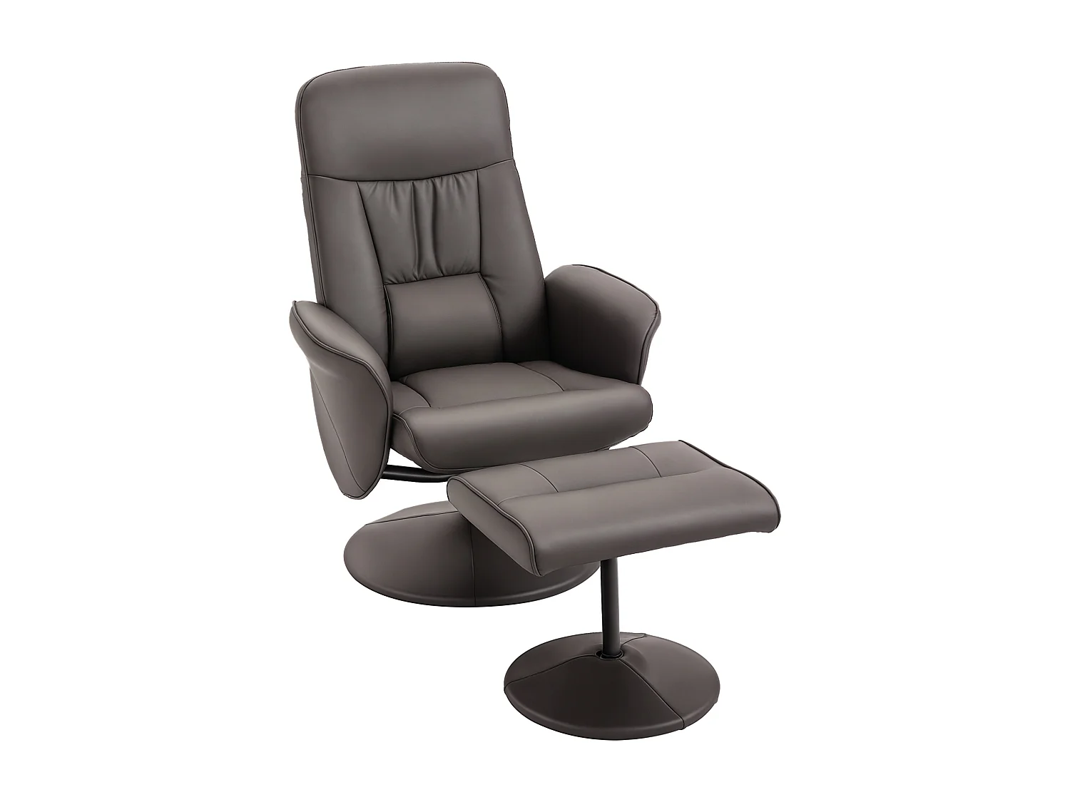 Fauteuil relax inclinable pivotant style contemporain avec repose-pied revêtement synthétique chocolat