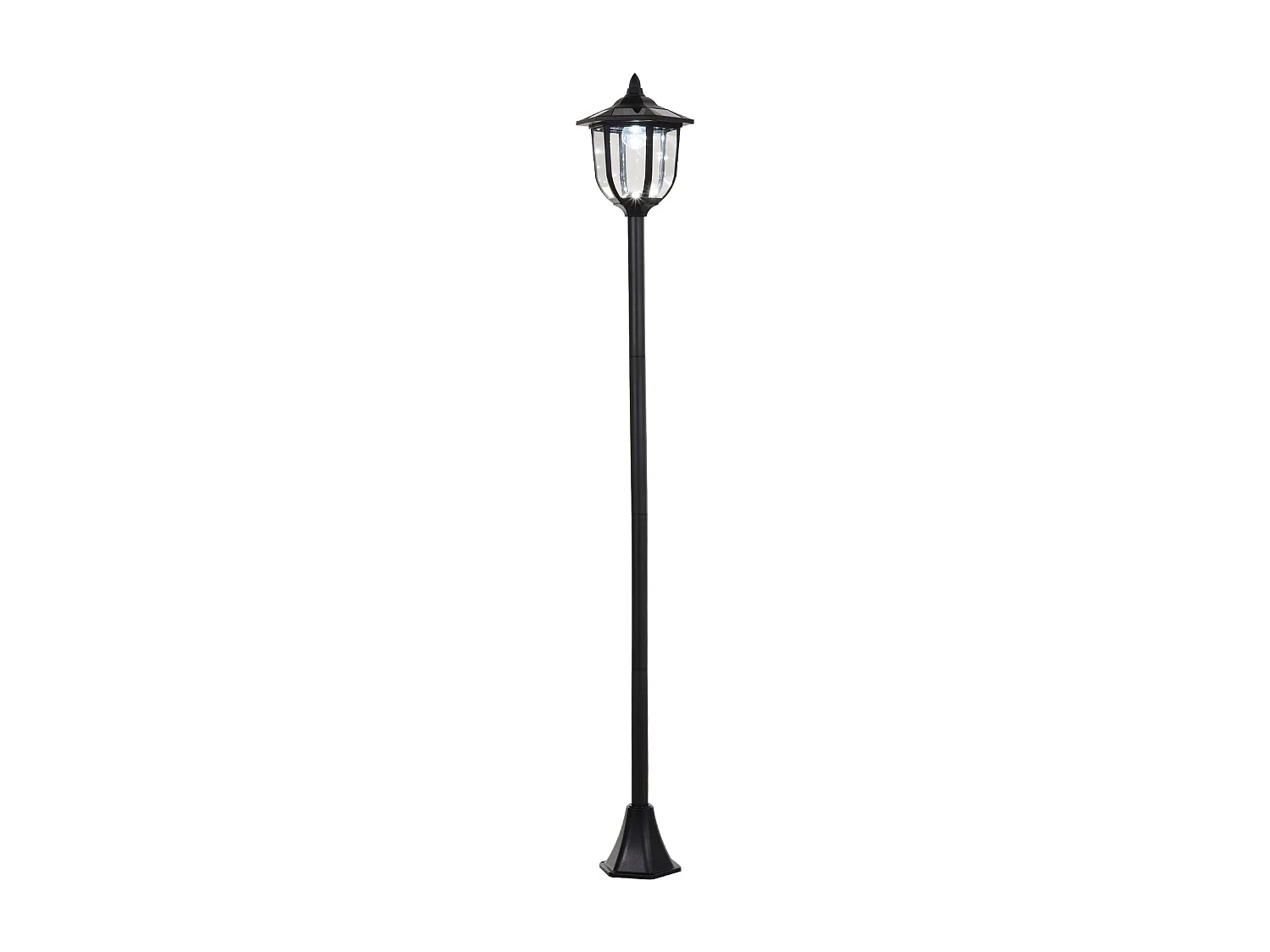 Outsunny Luminaire extérieur solaire lampadaire lanterne classique LED 60 Lm max. dim. 26L x 26l x 177H cm noir