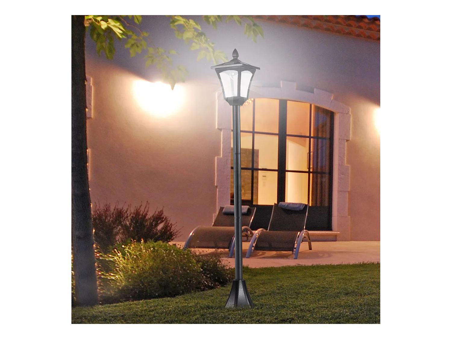 Outsunny Luminaire extérieur solaire lampadaire lanterne classique LED 40 Lm dim. 18L x 18l x 160H cm noir