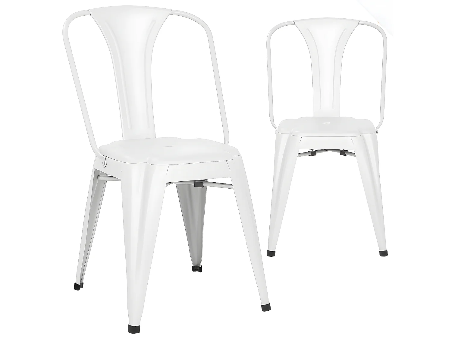 Lot 2 chaises industrielles empilables métal bistrot rétro vintage BROOK (blanc)