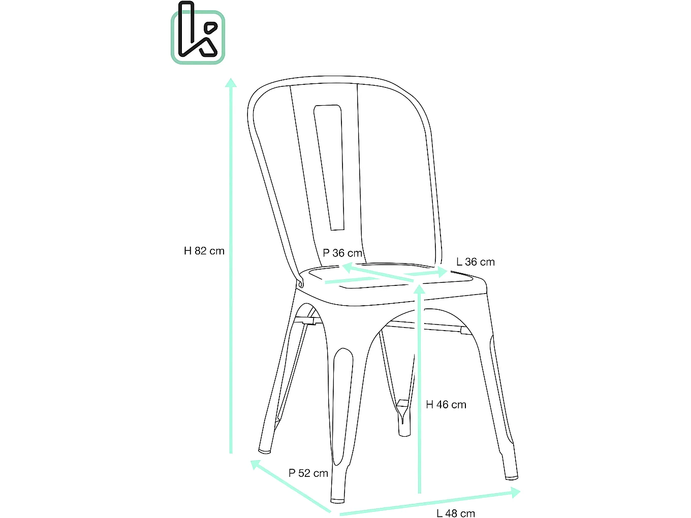Lot 2 chaises industrielles empilables métal bistrot rétro vintage BROOK (blanc)