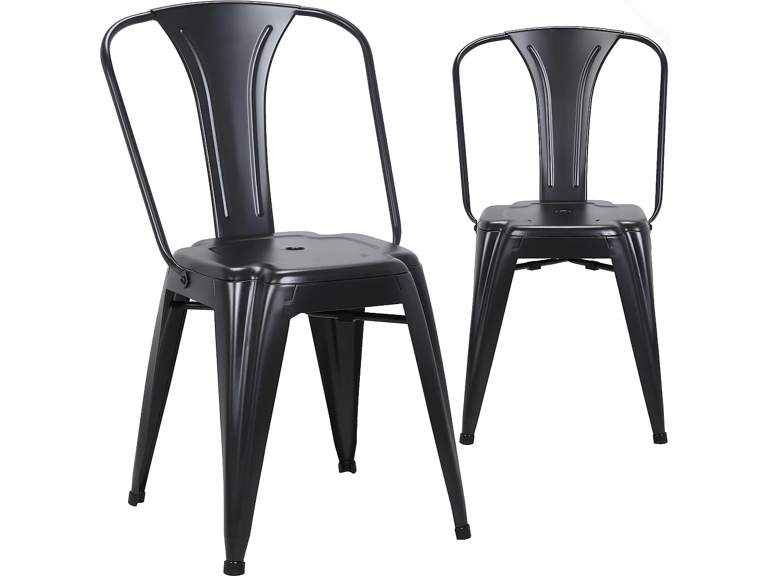Lot 2 chaises industrielles empilables métal bistrot rétro vintage BROOK (noir)
