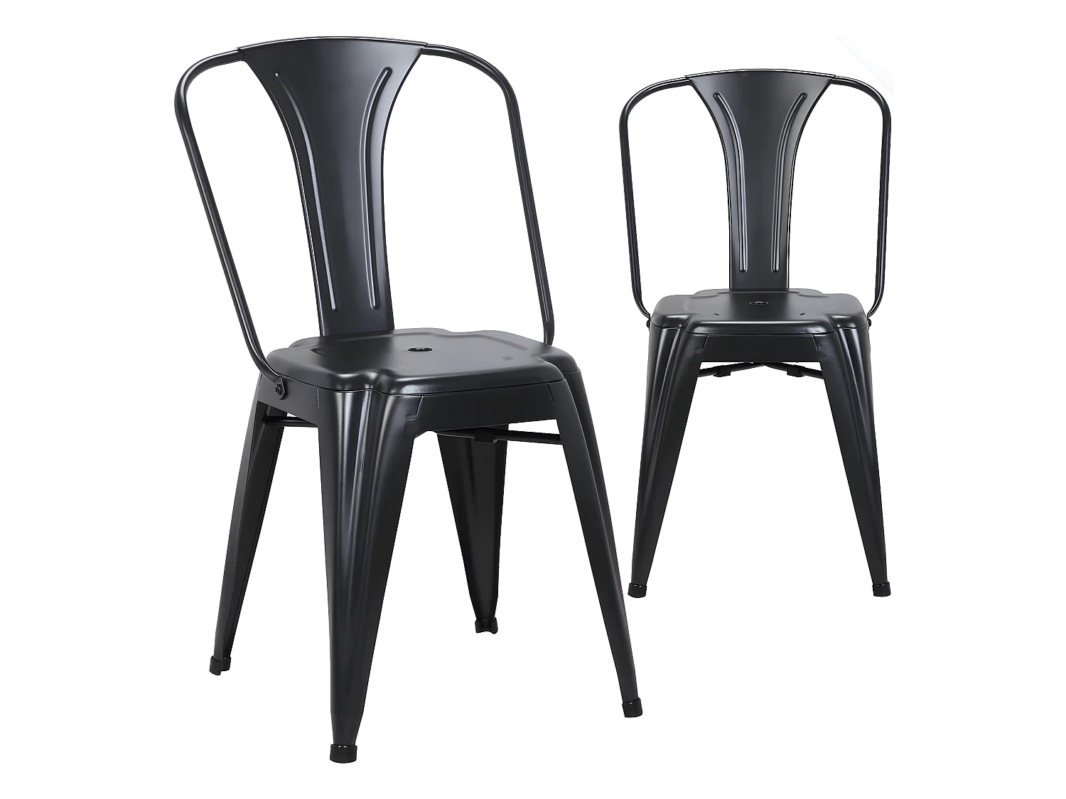 Lot 2 chaises industrielles empilables métal bistrot rétro vintage BROOK (noir)
