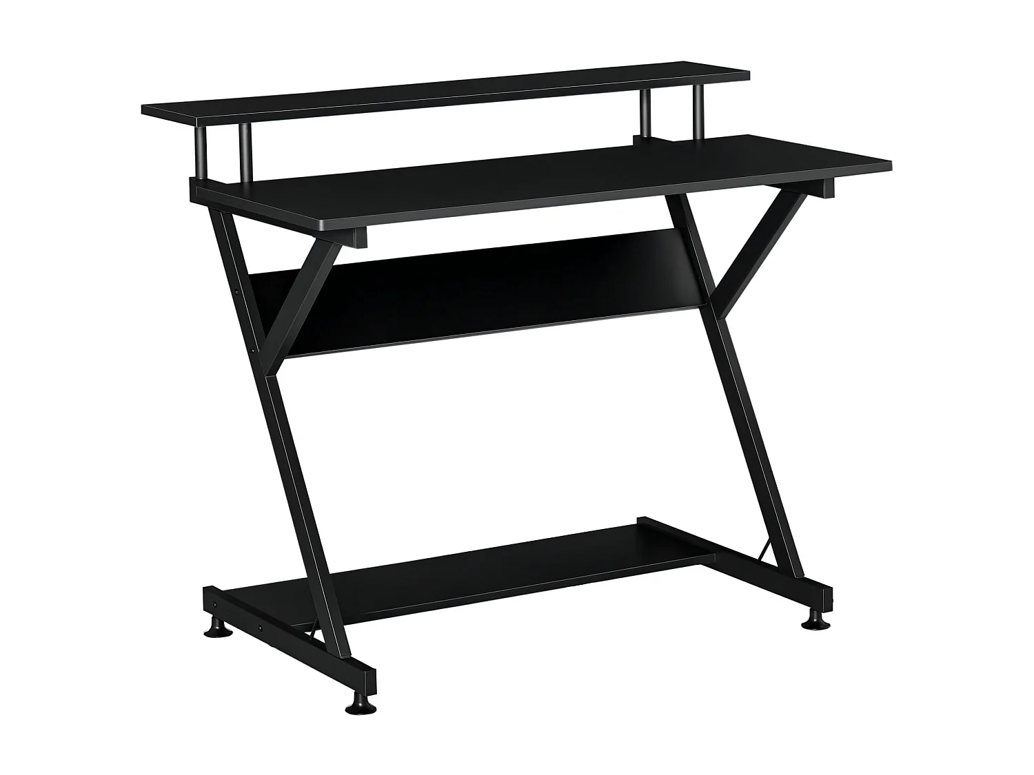 Bureau informatique gamer avec étagères dim. 100L x 60l x 85,5H cm MDF métal noir