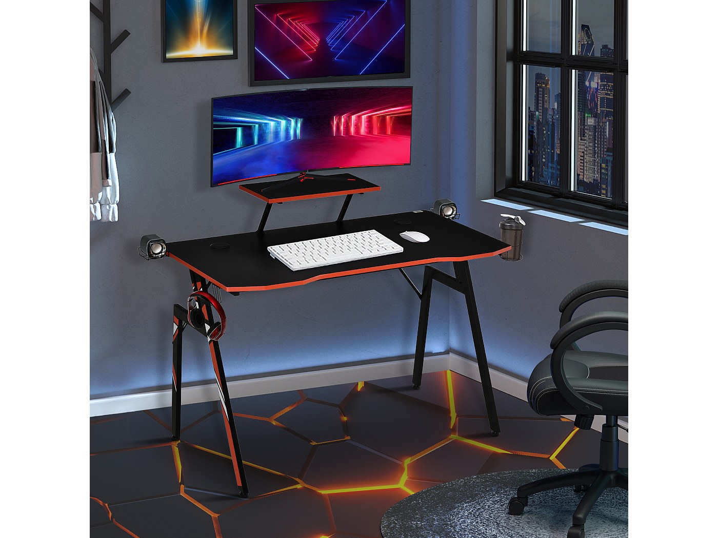 HOMCOM Bureau Gaming Bureau Gamer Bureau Informatique Bracket