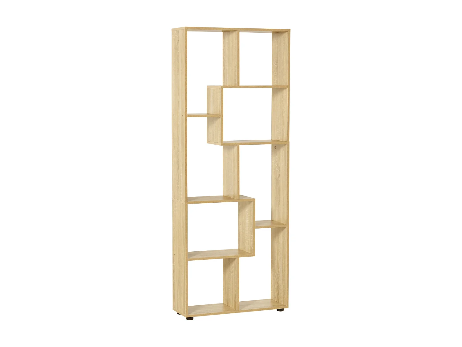 Bibliothèque étagère meuble de rangement dim. 70L x 24l x 178H cm en zigazag et 8 espaces en panneau de particules naturel