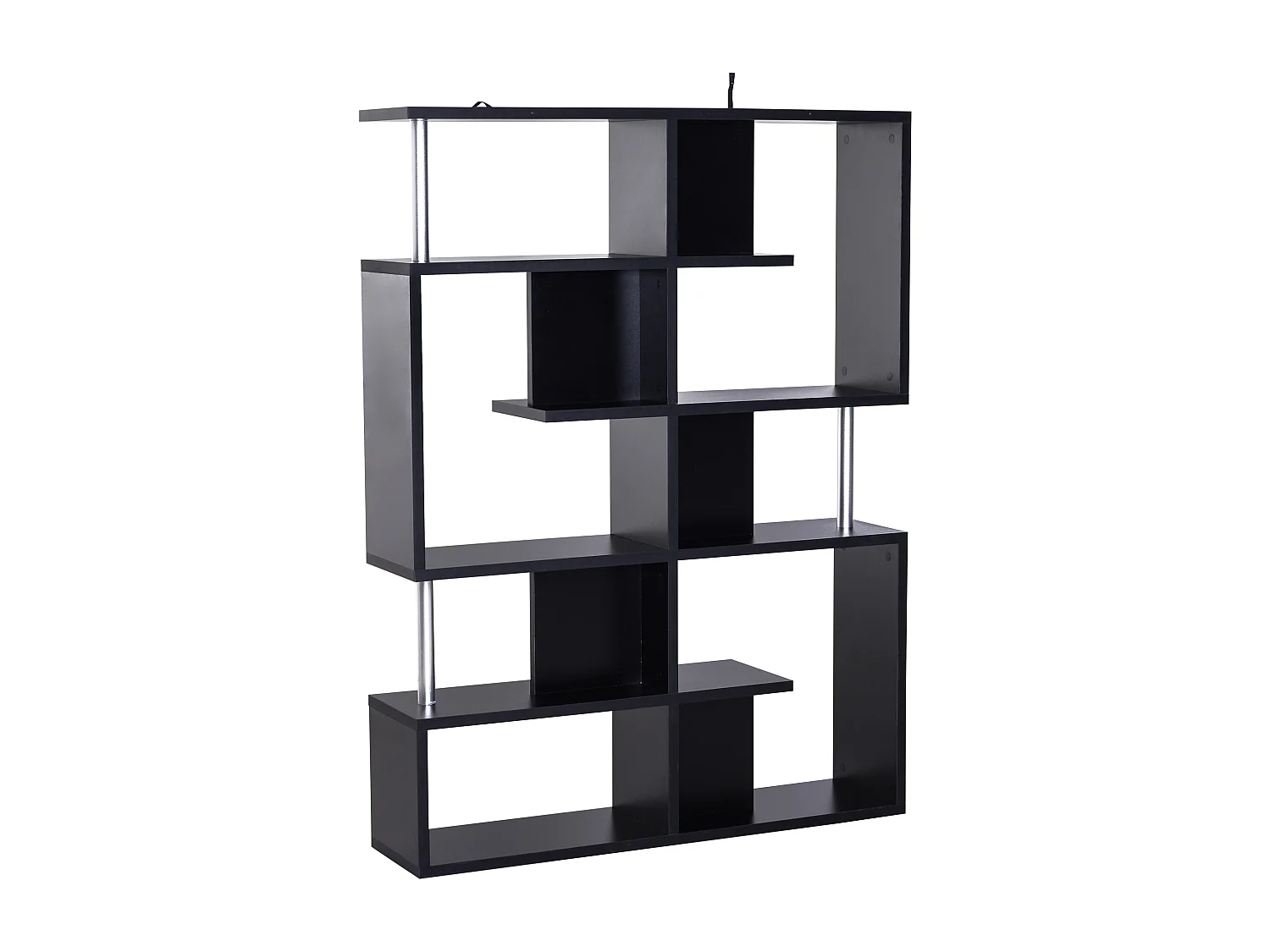 Bibliothèque étagère séparation design contemporain zig zag dim. 120L x 29l x 160H cm panneaux particules noir métal