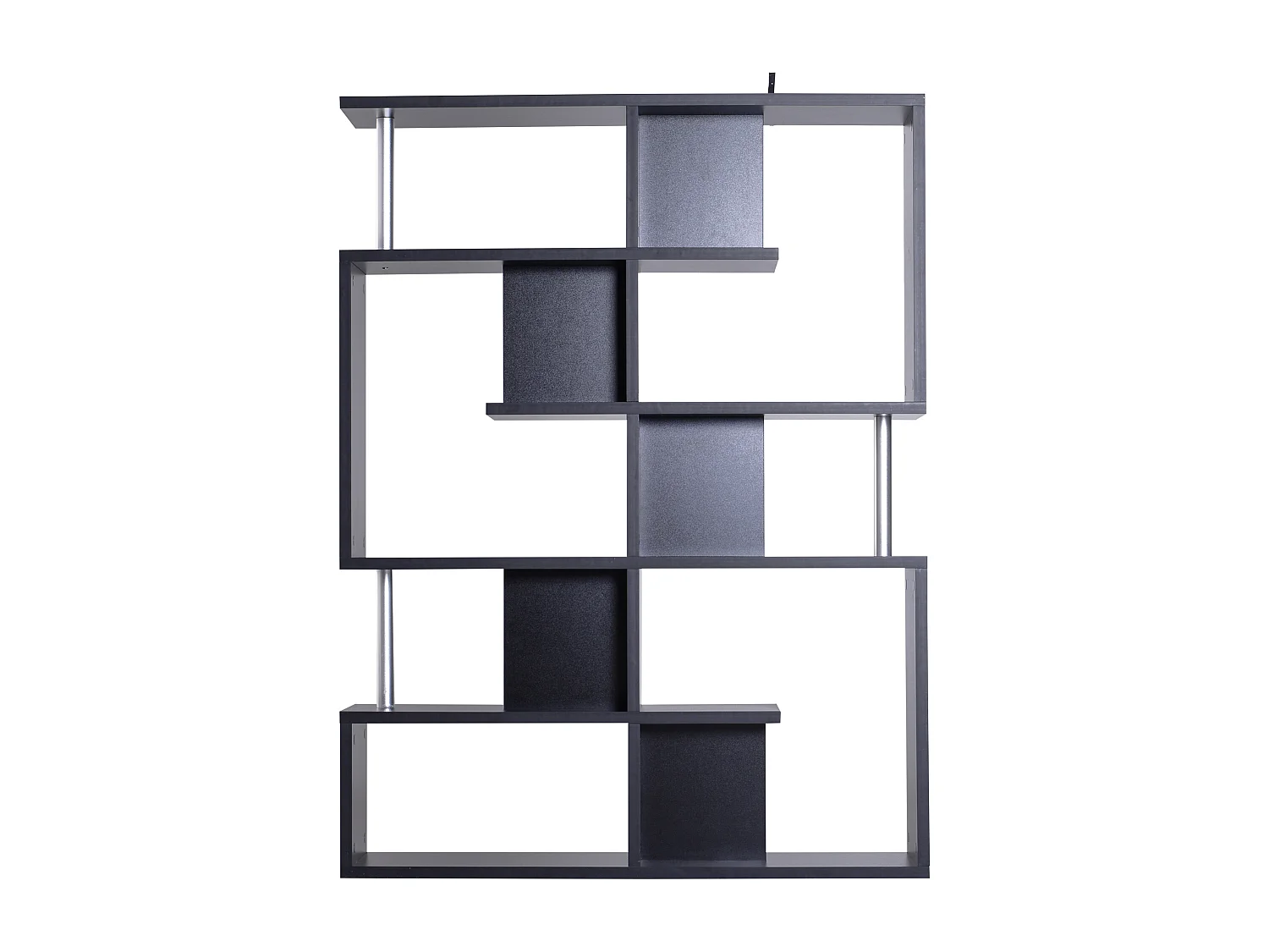 Bibliothèque étagère séparation design contemporain zig zag dim. 120L x 29l x 160H cm panneaux particules noir métal
