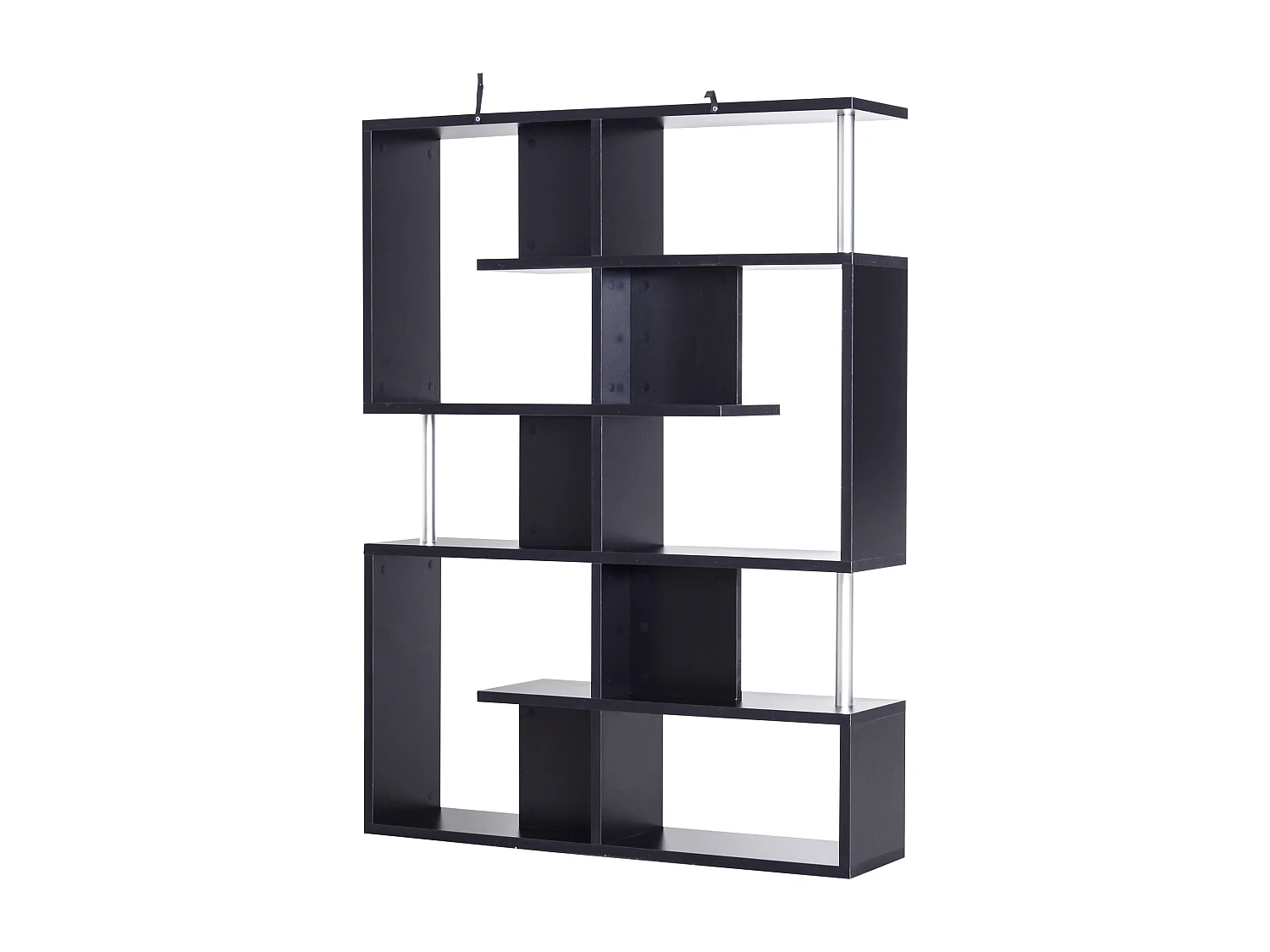 Bibliothèque étagère séparation design contemporain zig zag dim. 120L x 29l x 160H cm panneaux particules noir métal