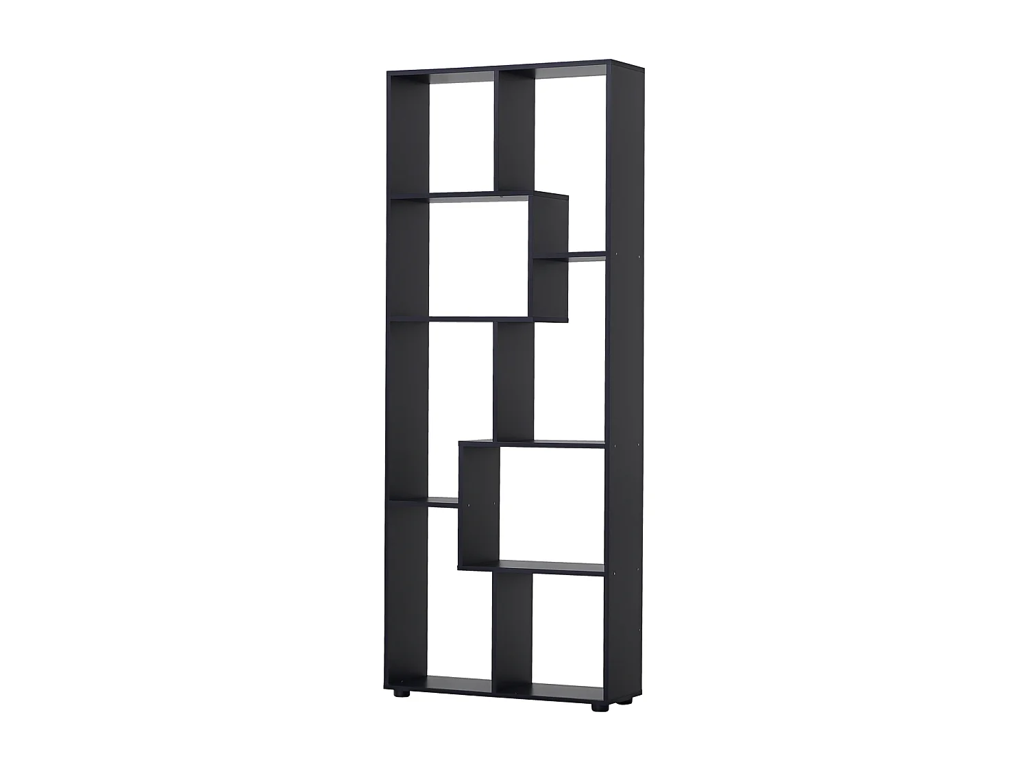Bibliothèque étagère meuble de rangement dim. 70L x 24l x 178H cm en zigazag et 8 espaces en panneau de particules noir