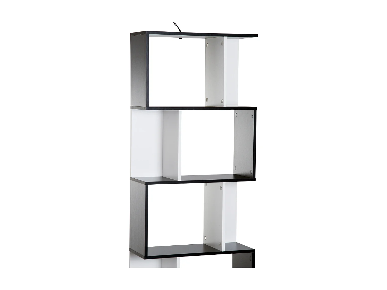 Bibliothèque étagère meuble de rangement design contemporain en S 5 étagères 60L x 24l x 185H cm noir blanc