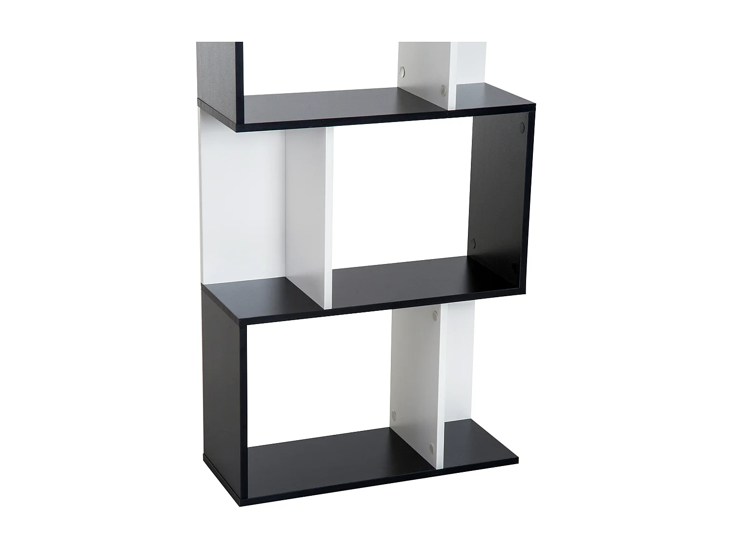 Bibliothèque étagère meuble de rangement design contemporain en S 5 étagères 60L x 24l x 185H cm noir blanc