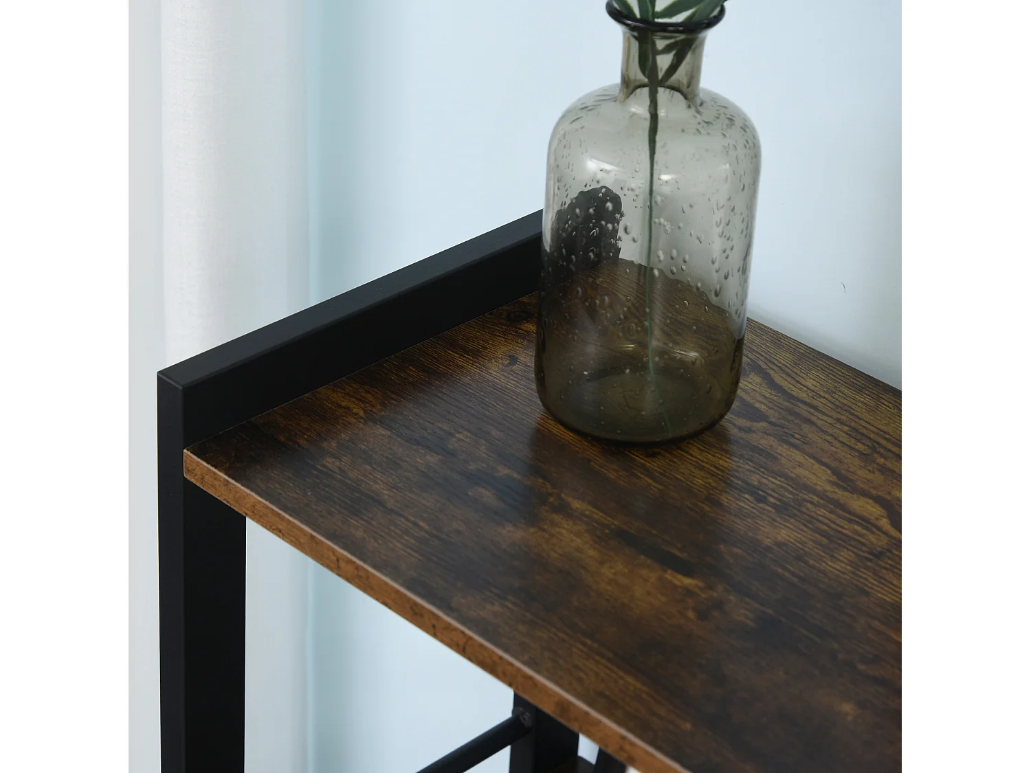 Bibliothèque, Étagère de Rangement à 4 Niveaux style industriel panneaux particules aspect vieux bois métal noir