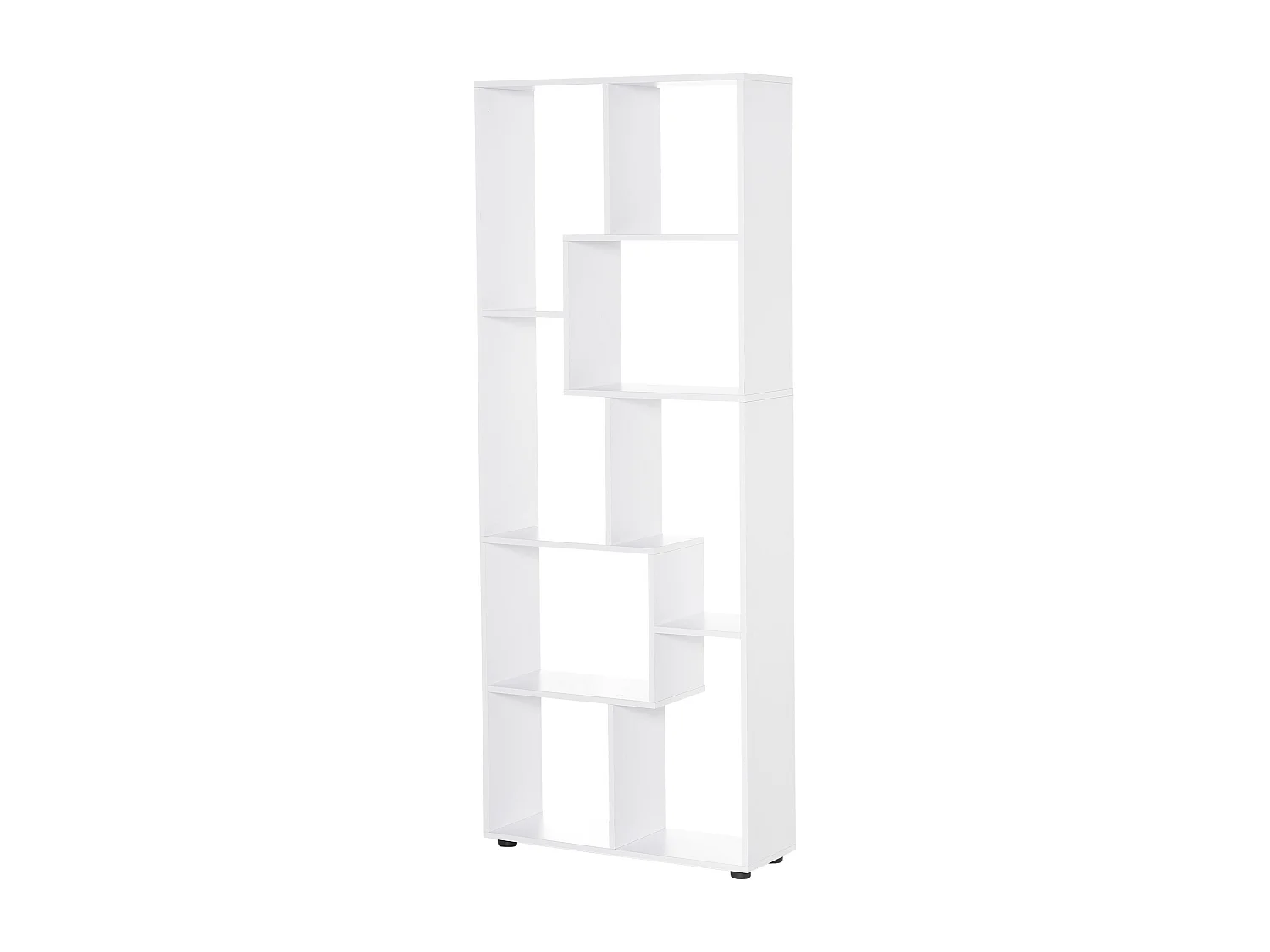 Bibliothèque étagère zig zag design contemporain 70L x 24l x 178H cm panneaux particules blanc
