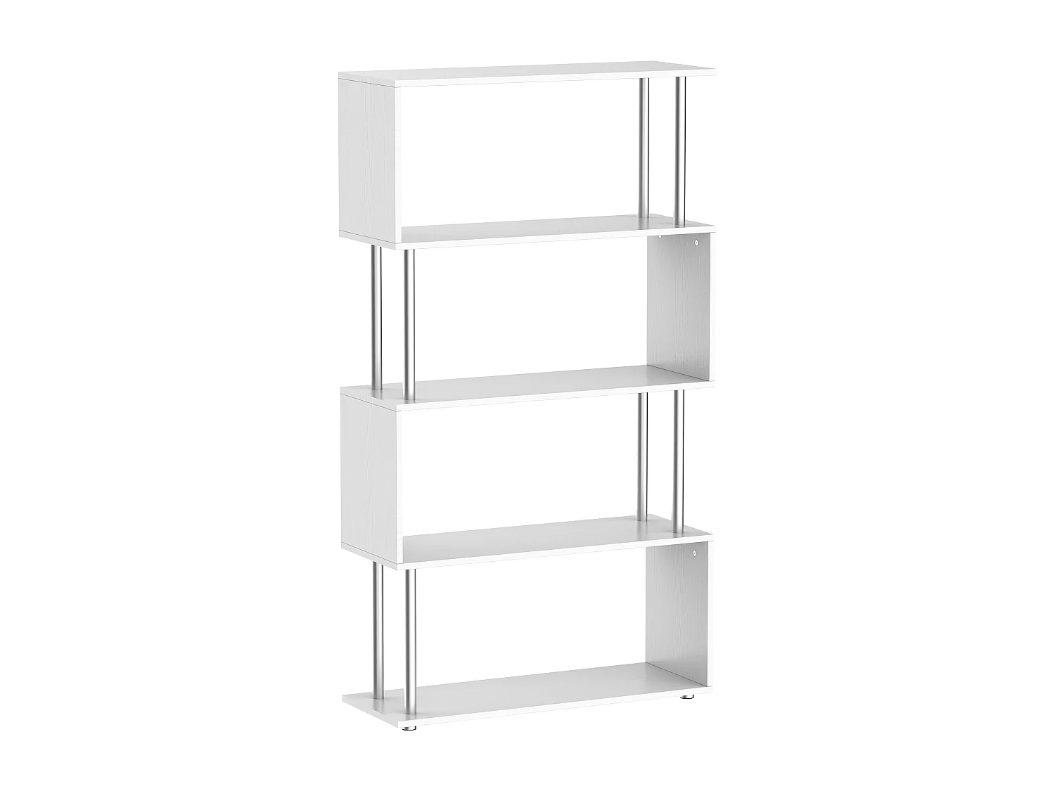Bibliothèque étagère design contemporain en S 4 niveaux 80L x 30l x 145H cm coloris blanc