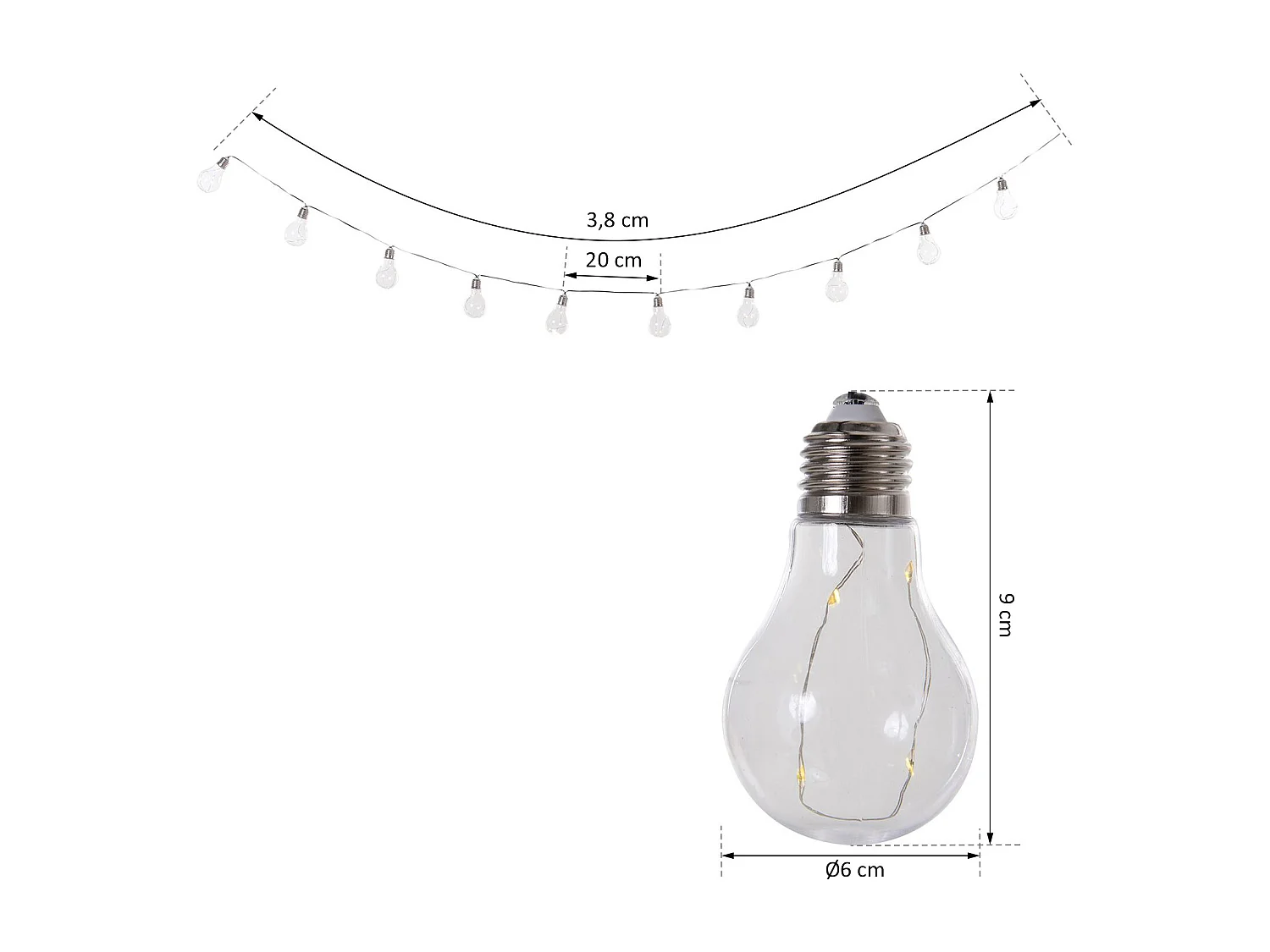 Guirlandes lumineuses solaires extérieures - lot de 2 pièces - total 20 ampoules LED blanc chaud - longueur totale 3,8 m - norme IP44