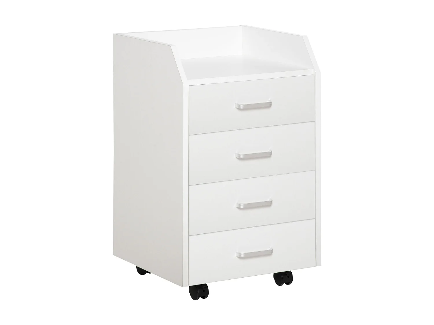 Vinsetto Caisson de bureau rangement bureau sur roulettes 4 tiroirs coulissants plateau à rebord MDF panneaux particules blanc