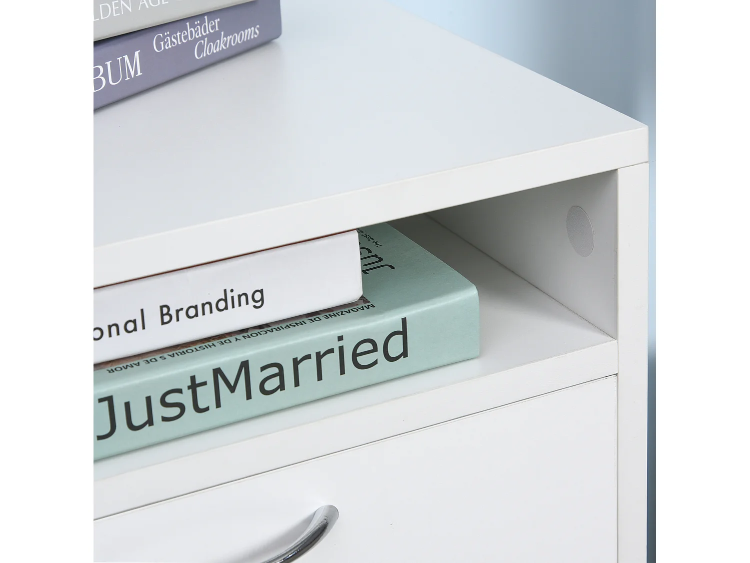 Caisson de bureau rangement bureau sur roulettes tiroir placard niche panneaux particules blanc