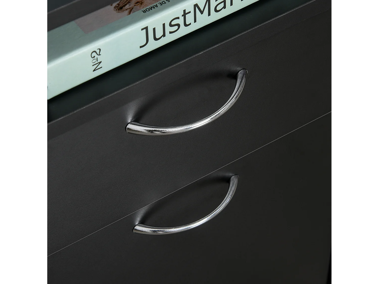 Caisson de bureau rangement bureau sur roulettes tiroir placard niche panneaux particules noir