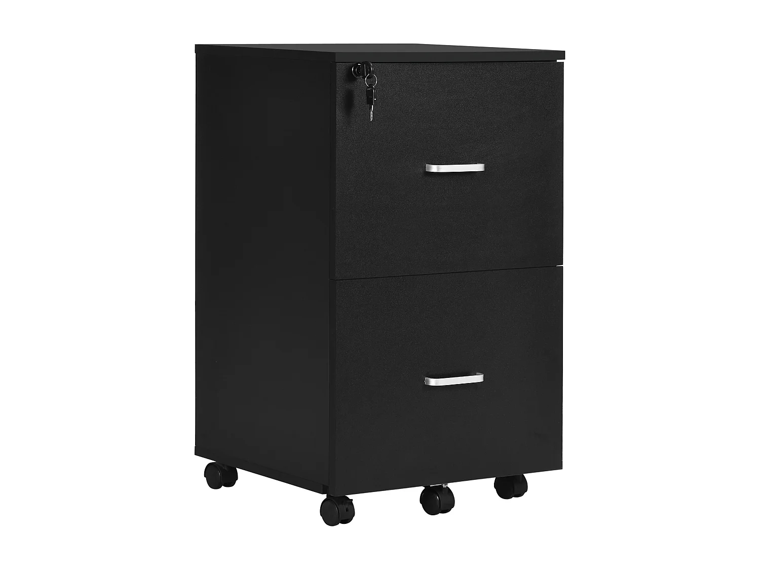 Vinsetto Caisson de bureau rangement bureau sur roulettes 2 tiroirs verrouillables 2 clés fournies MDF panneaux particules noir