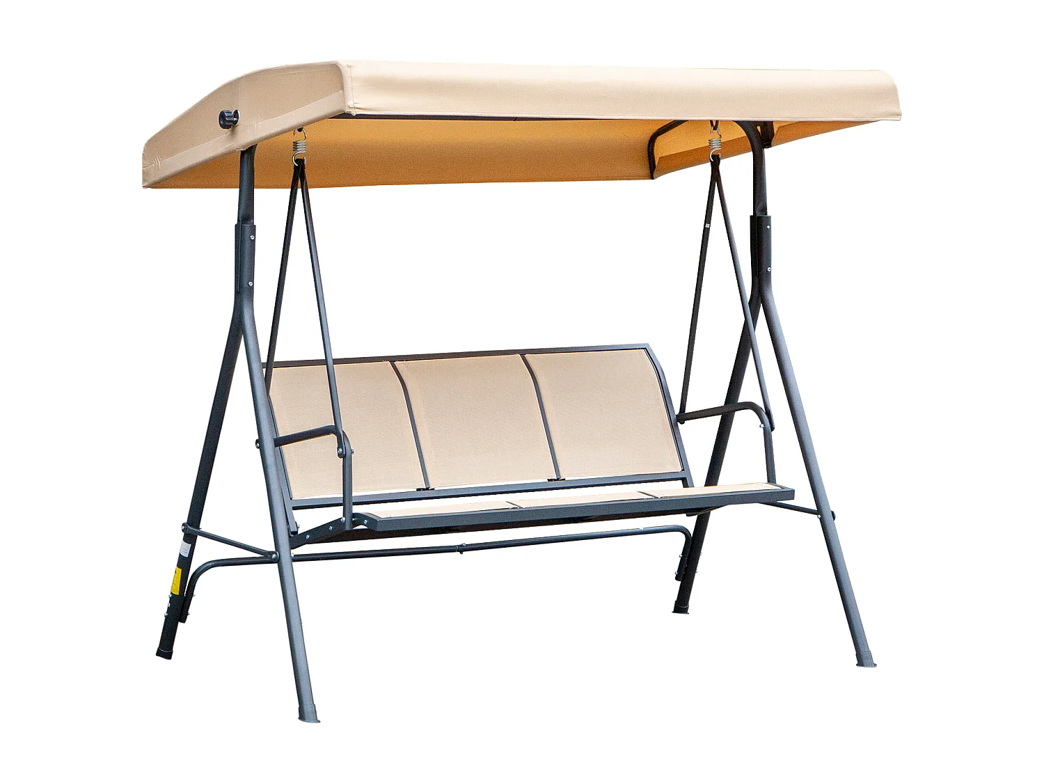 Balancelle de jardin 3 places grand confort toit inclinaison réglable assise et dossier ergonomique acier époxy textilène beige