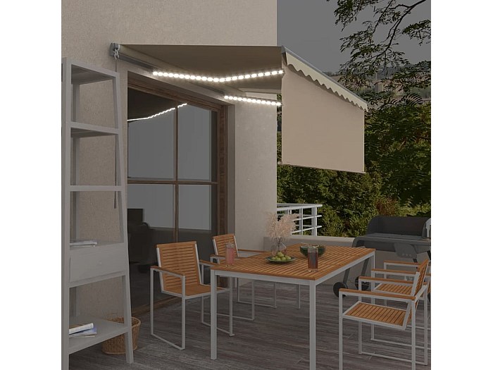 Maison Exclusive - Tenda Da Sole Retrattile Manuale Con Pali 3x2 5 M Crema 88409988