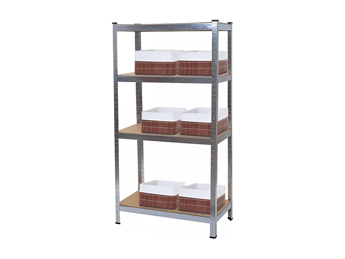 Étagère pour charges lourdes HWC-D67, 160x80x40cm, charge 320kg + 6x panier de rangement HWC-C21 - zingué