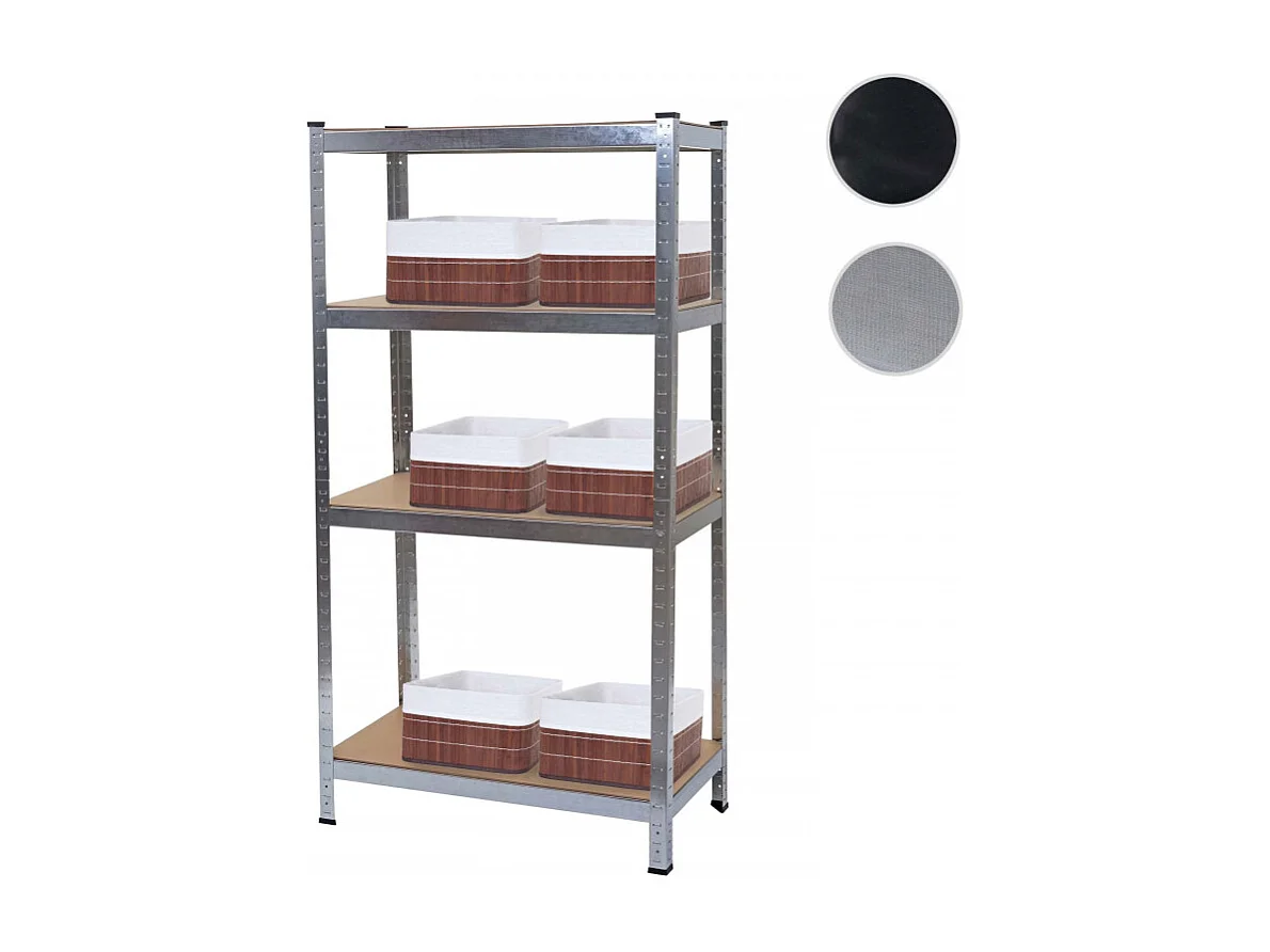 Étagère pour charges lourdes HWC-D67, 160x80x40cm, charge 320kg + 6x panier de rangement HWC-C21 - noir