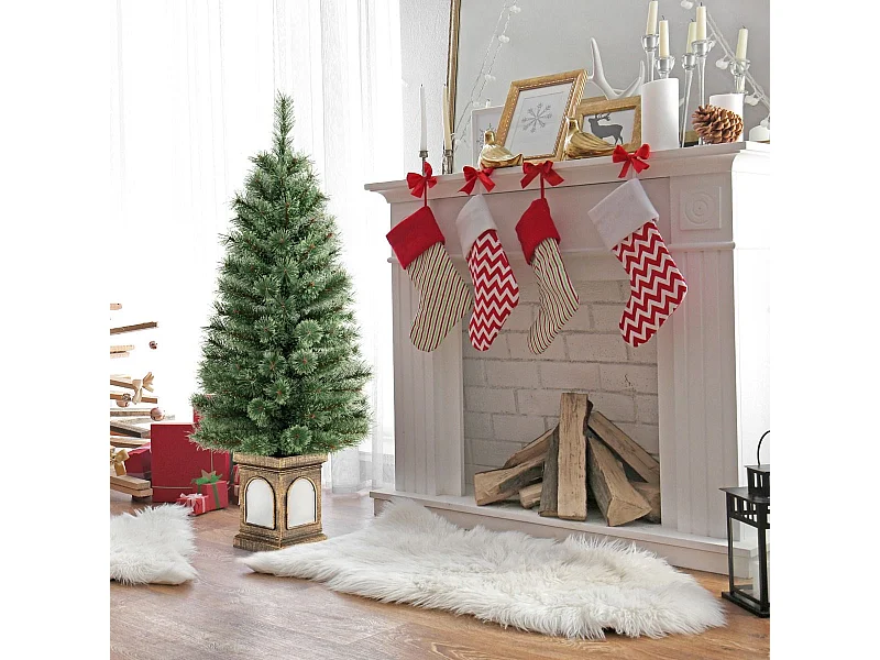 Albero di Natale artificiale con aghi di pino 116 punte di ramo 100 luci LED, Albero di Natale da 120cm