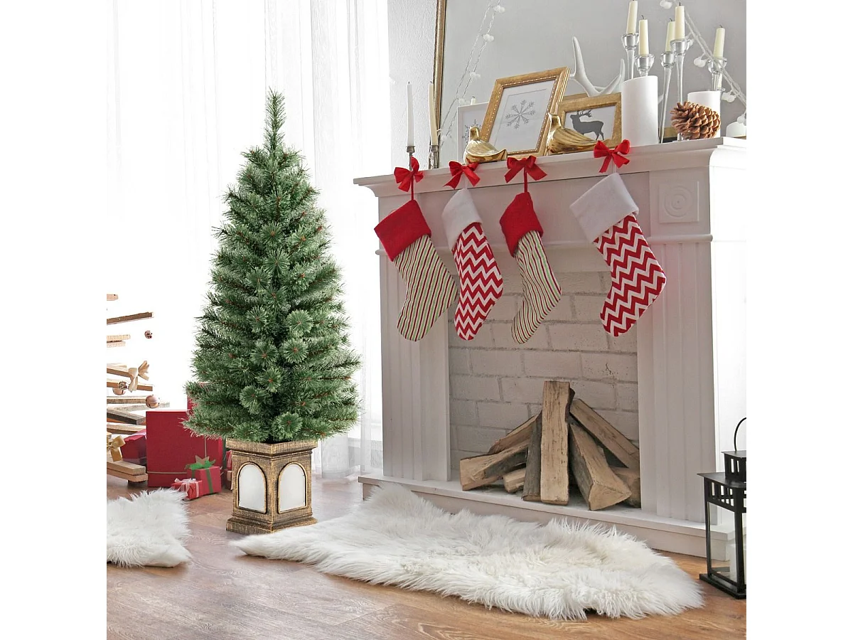 Albero di Natale artificiale con aghi di pino 116 punte di ramo 100 luci LED, Albero di Natale da 120cm