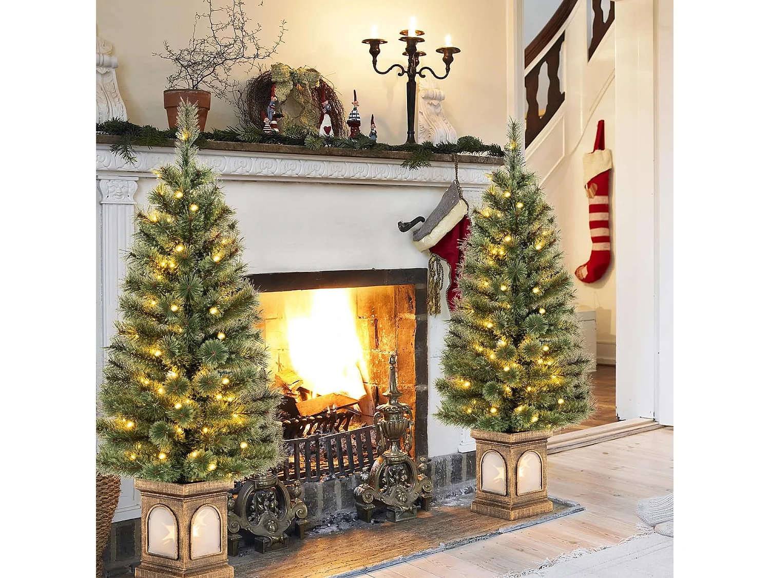 Albero di Natale artificiale con aghi di pino 116 punte di ramo 100 luci LED, Albero di Natale da 120cm