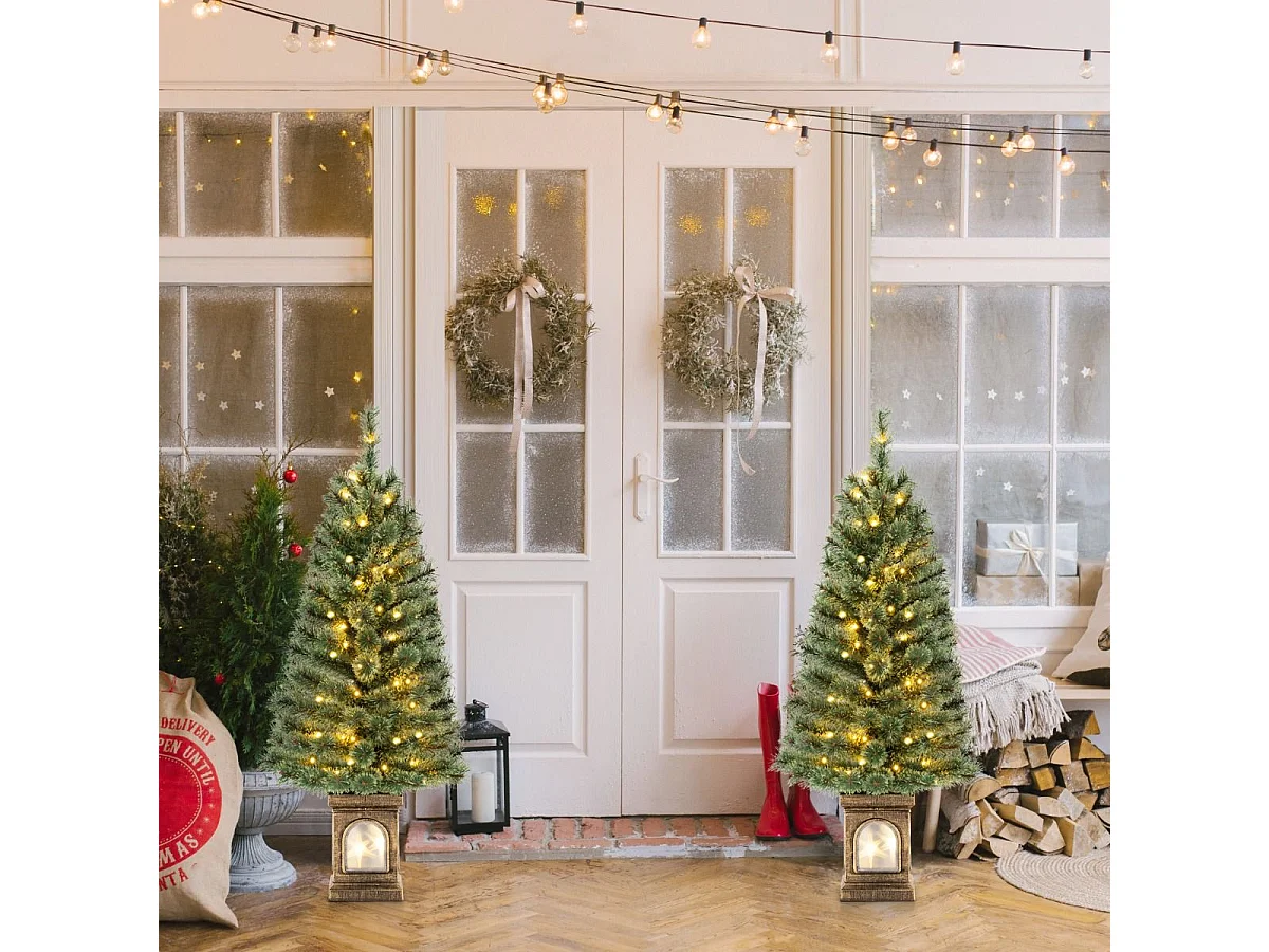 Albero di Natale artificiale con aghi di pino 116 punte di ramo 100 luci LED, Albero di Natale da 120cm