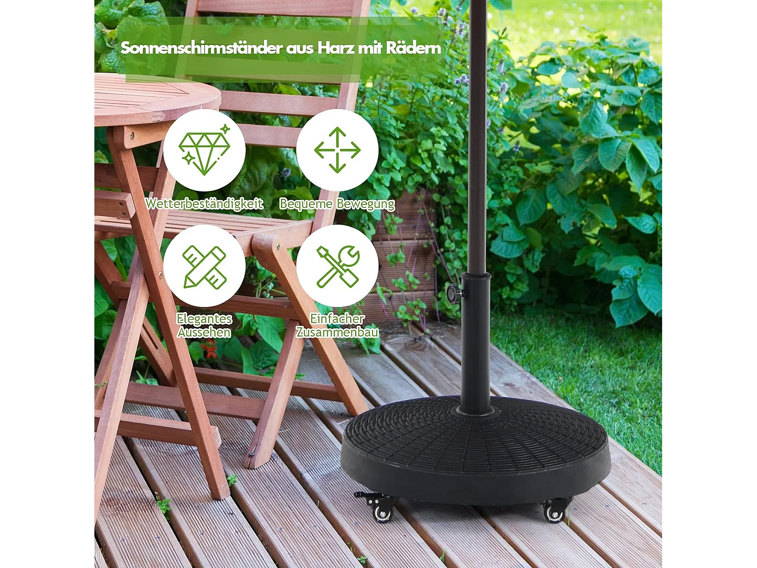 Sonnenschirmständer mit Rollen