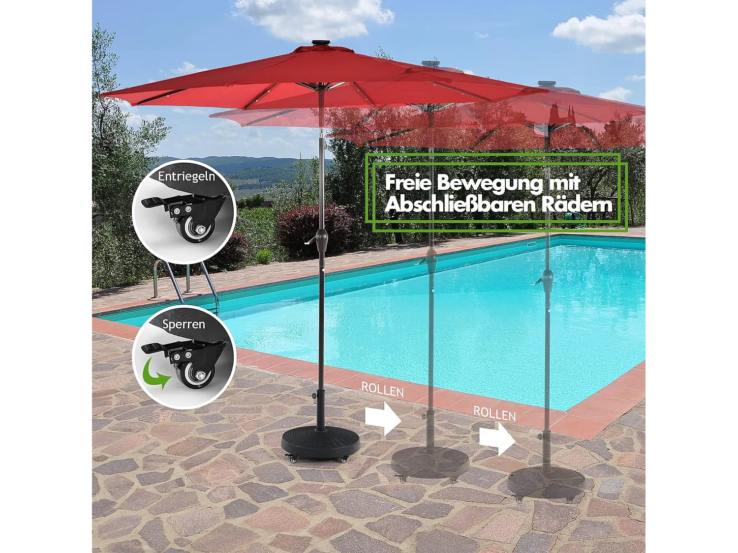 Sonnenschirmständer mit Rollen