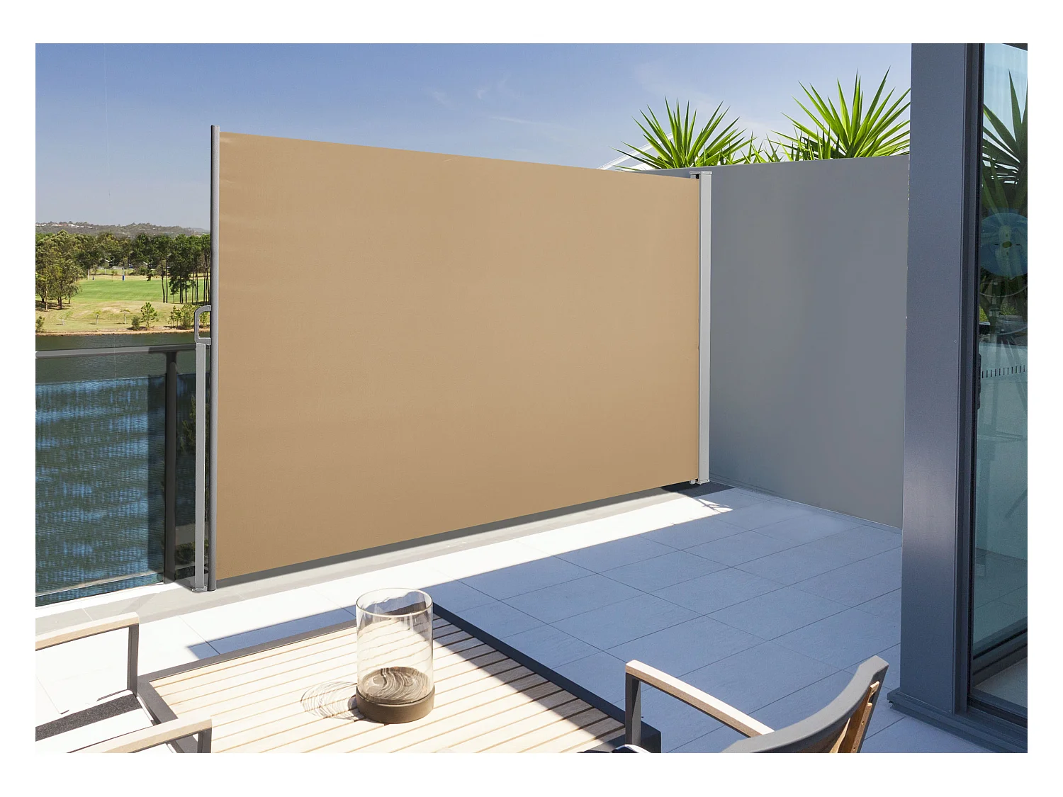 Uittrekbaar windscherm - 190 x 300 cm - taupe