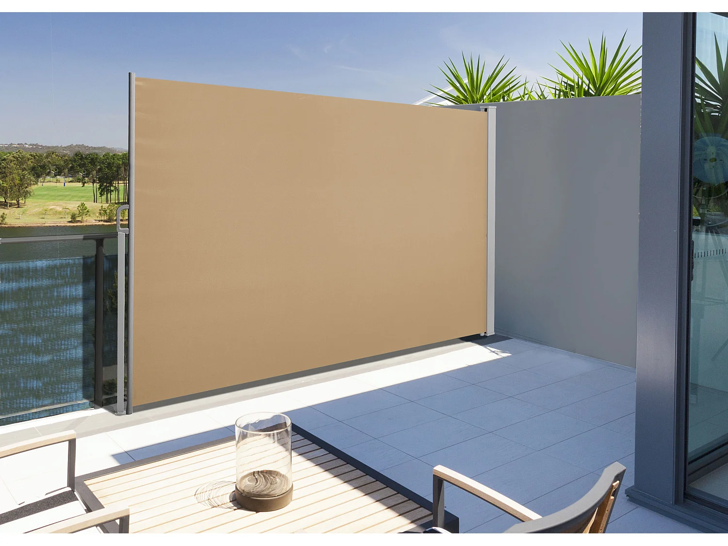 Brise-vent extensible - 180 x 300 cm - taupe