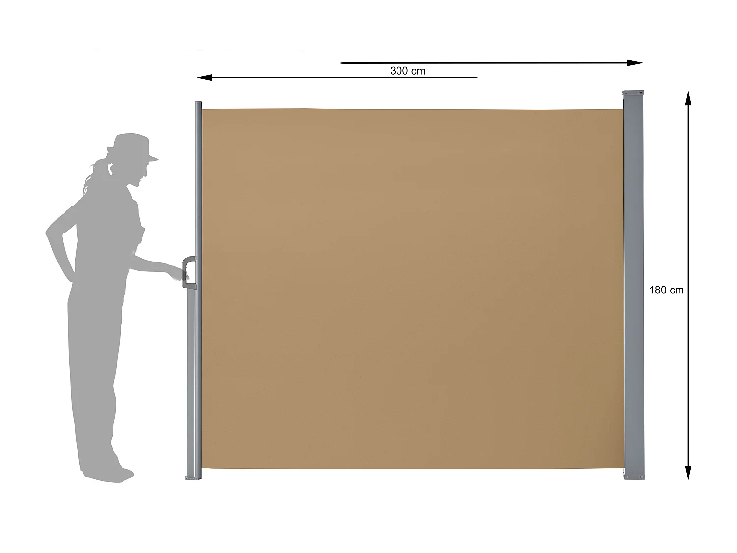 Brise-vent extensible - 180 x 300 cm - taupe