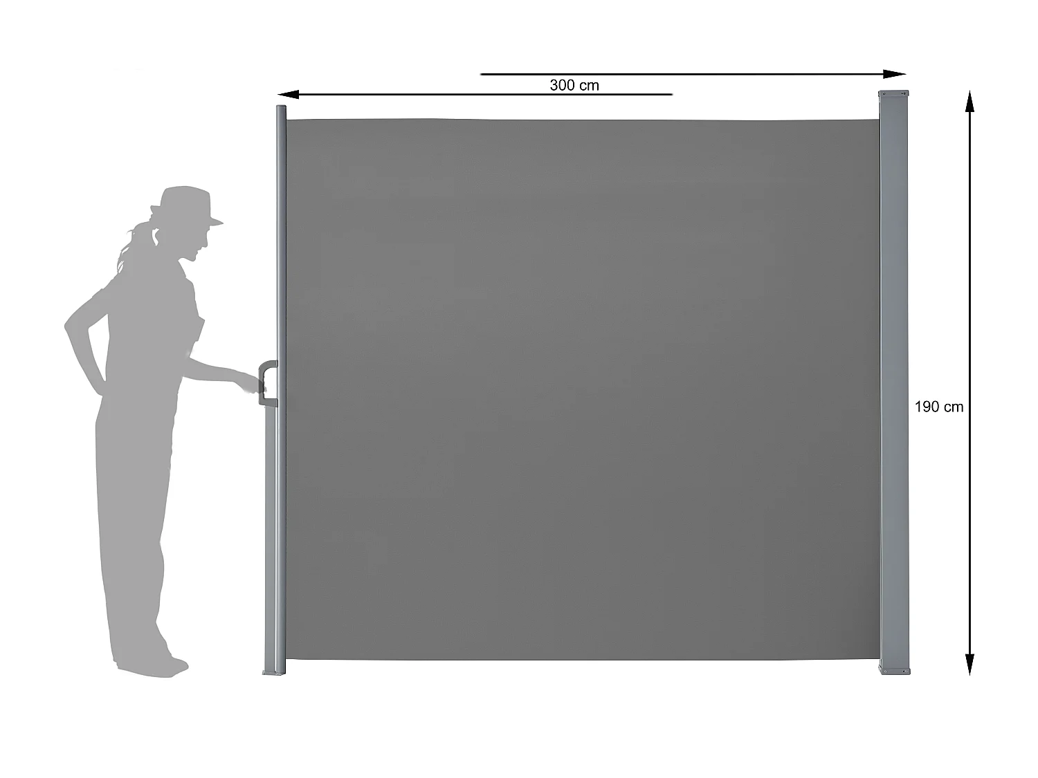 Uittrekbaar windscherm - 190 x 300 cm - antraciet