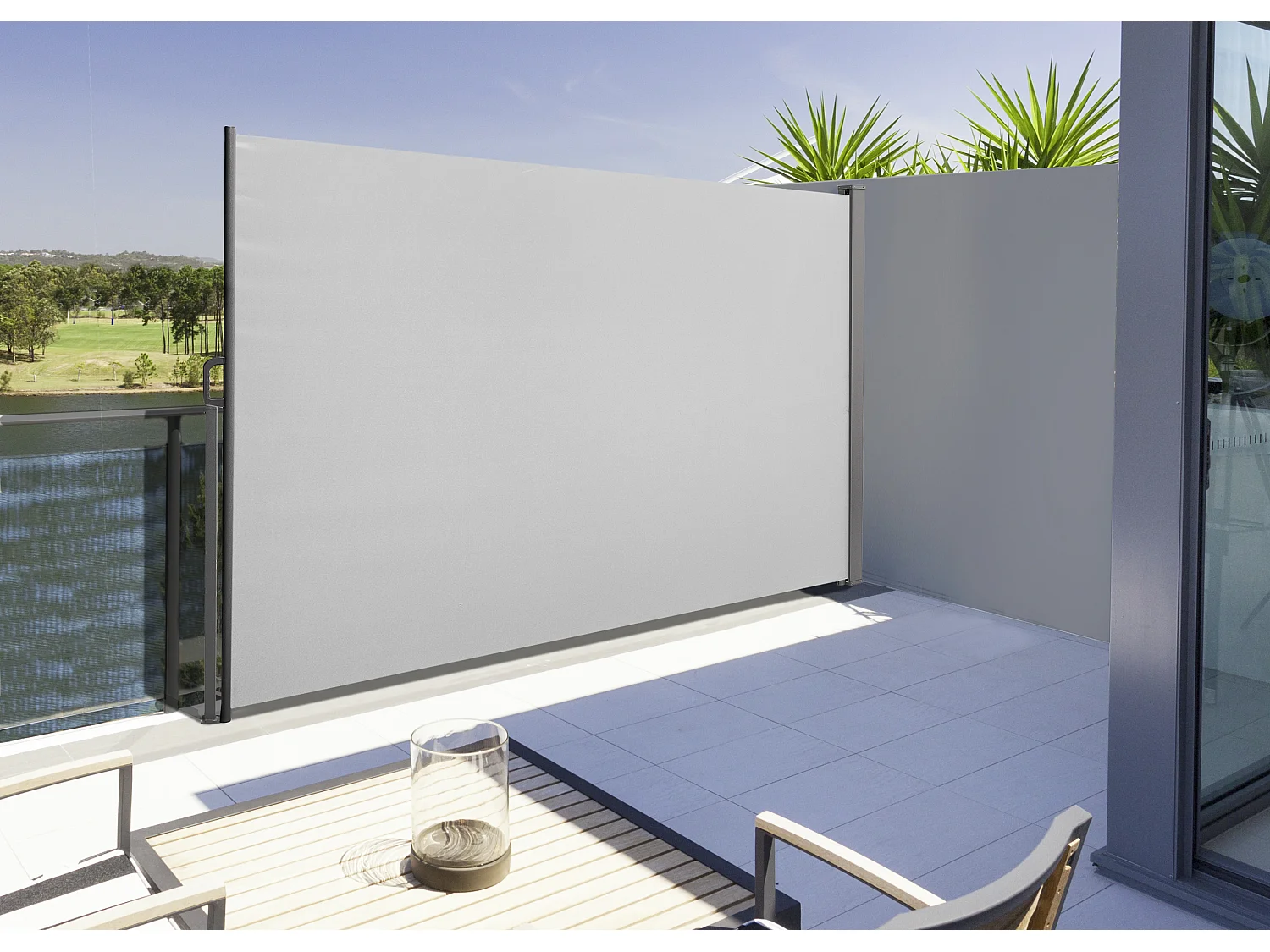 Uittrekbaar windscherm - 180 x 300 cm - lichtgrijs