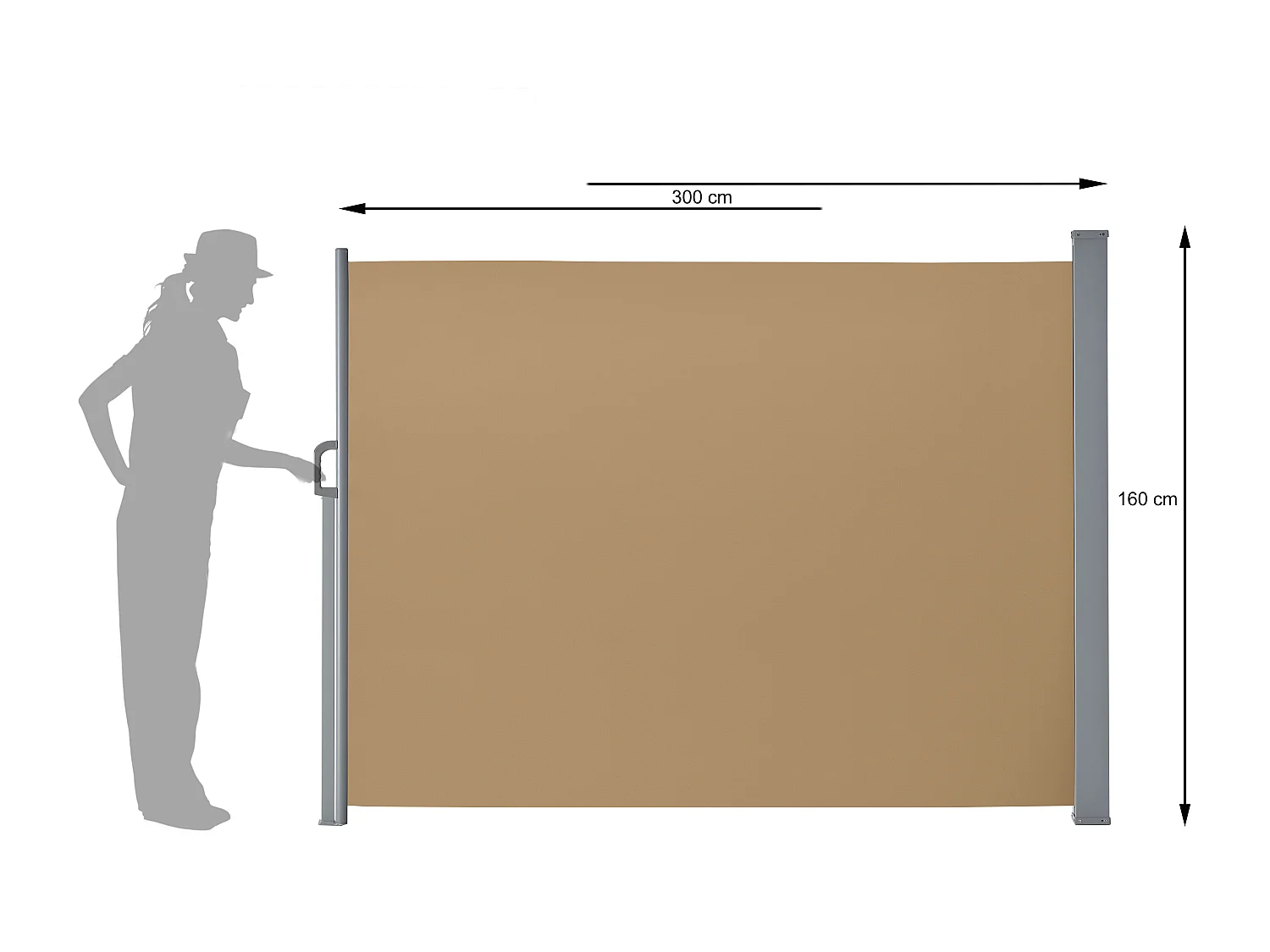 Brise-vent extensible - 160 x 300 cm - taupe