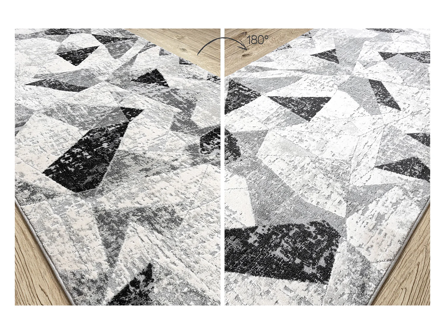 Vloerbekleding modern TULS 51211 Geometrisch , anthracytkleuring 100x160 cm