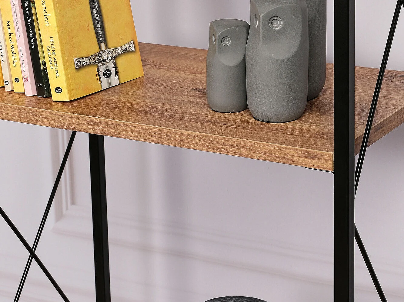 Bibliothèque style industriel Nicol L49cm Bois clair et Métal Noir