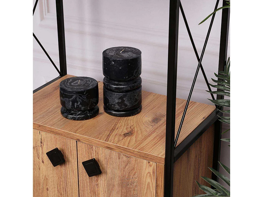 Bibliothèque style industriel Nicol L49cm Bois clair et Métal Noir