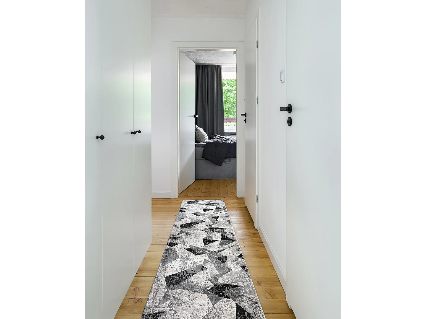 Vloerbekleding modern TULS 51211 Geometrisch , anthracytkleuring 120x460 cm