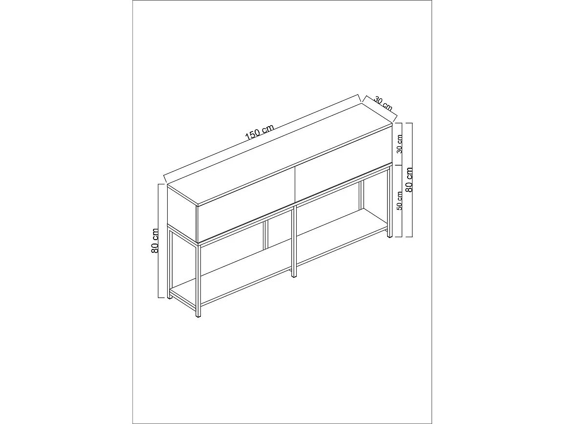 Dressoir – 150 cm x 80 cm x 30 cm – Wit en goud – Spaanplaat en metaal
