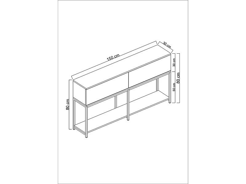 Aparador Lord Blanco dorado150x30x80 cm