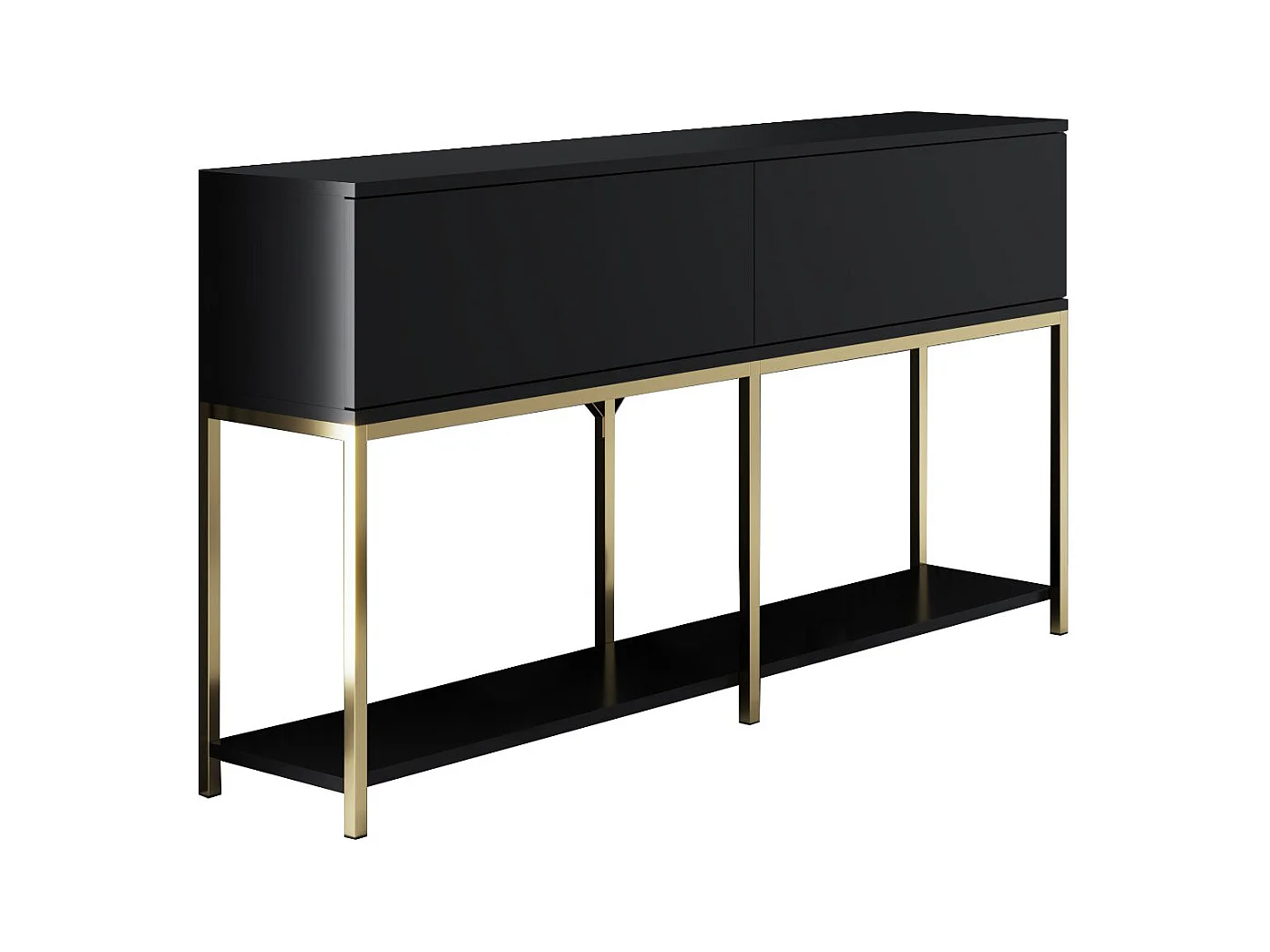 Console style contemporain Nelly L150cm Bois Noir et Métal Or