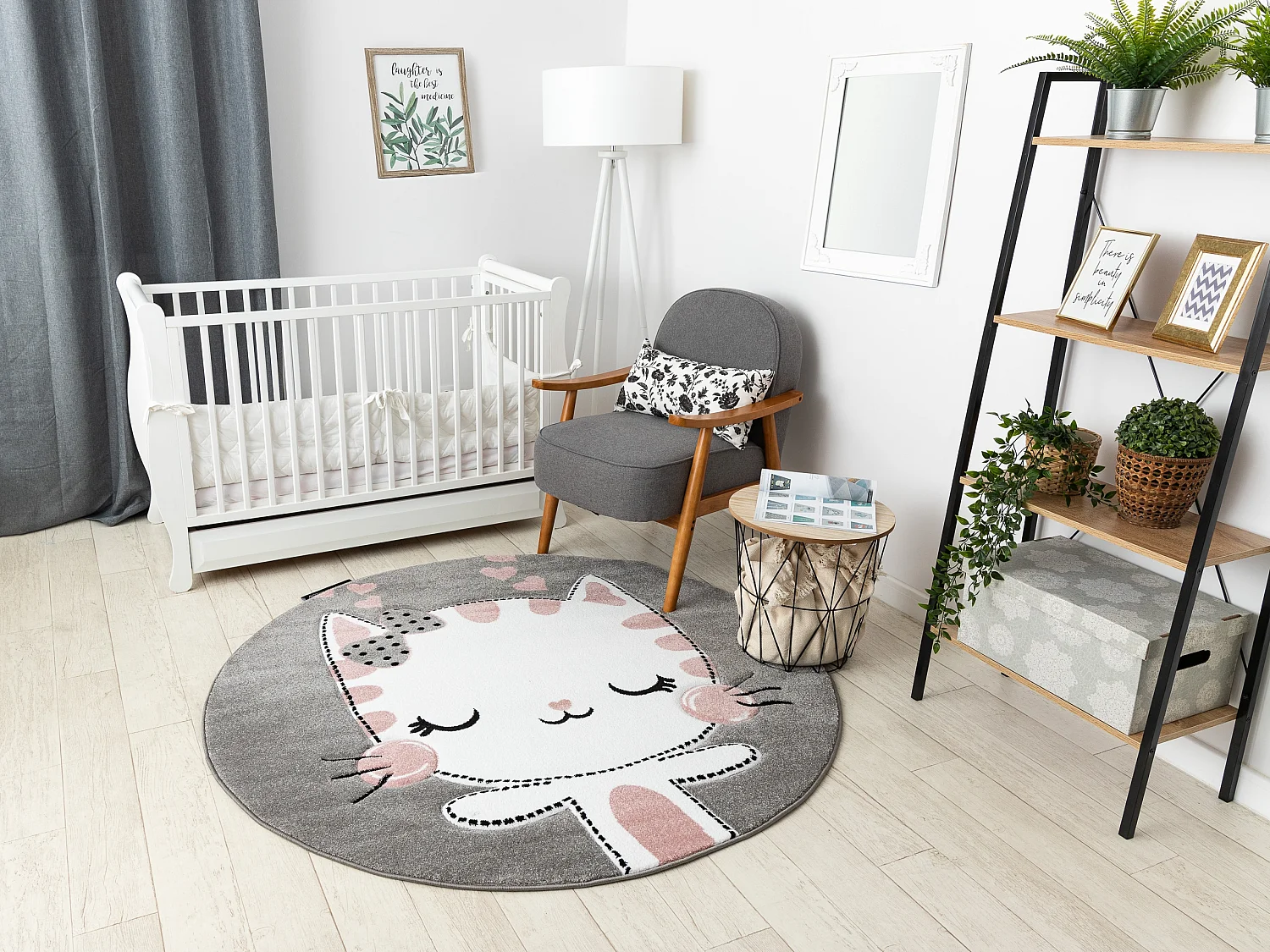 Tapijt PETIT KITTY kat poes poesje ROND grijskleuring cercle 140 cm